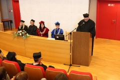 Zdjęcie nr 13. Wystąpienie przewodniczącego Wydziałowego Samorządu Studentów Pawła Kosowskiego.