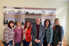 Spotkanie z Prodziekanem. Od lewej: Eridiana Oļehnovića. Ilona Fjodorova, dr hab. Agnieszka Szplit, prof. UJK, dr hab. Sławomir Koziej, prof. UJK ,Mārīte Kravale-Pauliņa oraz Jolanta Semjonova.