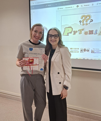 Podziękowanie za przeprowadzone spotkanie, mgr Kamila Kobus, Anna Lizis