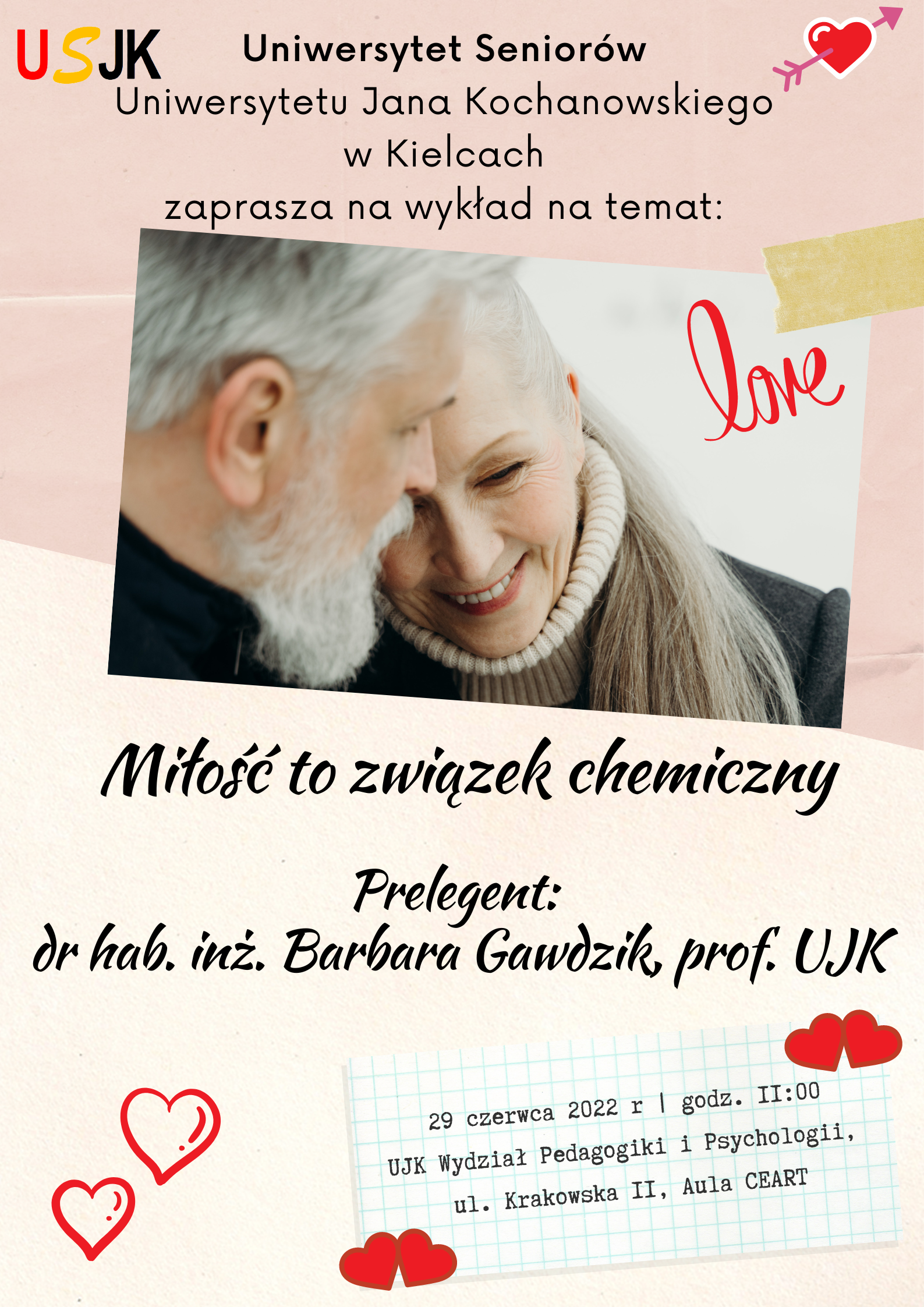 Zaproszenie na wykład na temat Miłość to związek chemiczny