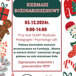 SKN Psychologii Stosowanej ,,Do Dzieła!” zaprasza na kiermasz Bożonarodzeniowy, który odbędzie się dnia 5 grudnia 2024r. (czwartek)