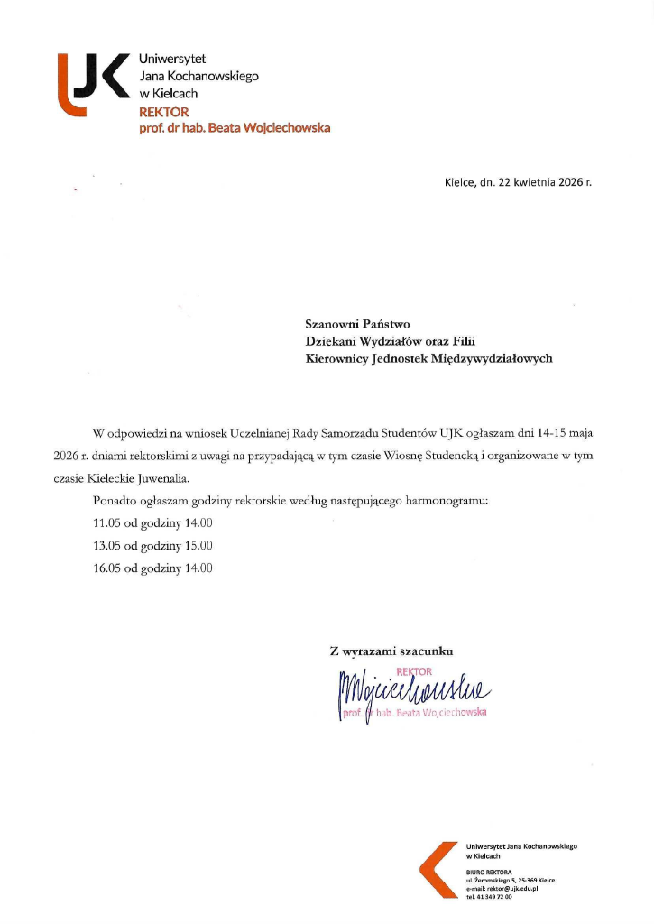 Komunikat Rektora Juwenalia 2026