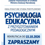 Afisz promujący studia podyplomowe na kierunku Psychologia edukacyjna z przygotowaniem pedagogicznym na WPP UJK.